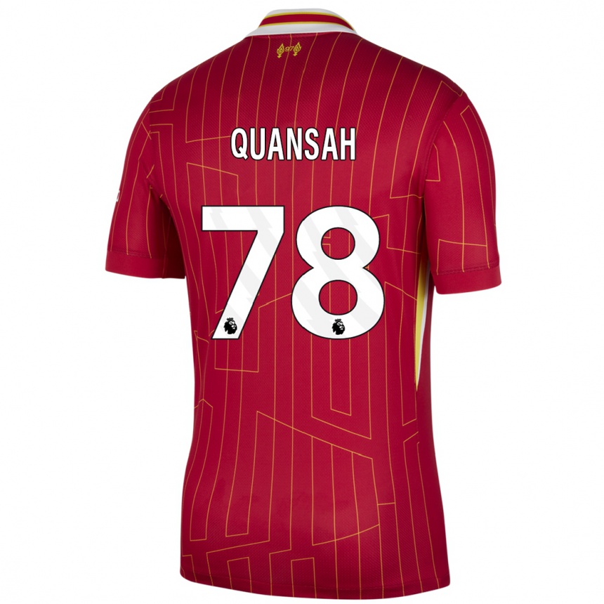 Hombre Fútbol Camiseta Jarell Quansah #78 Rojo Amarillo Blanco 1ª Equipación 2024/25 México