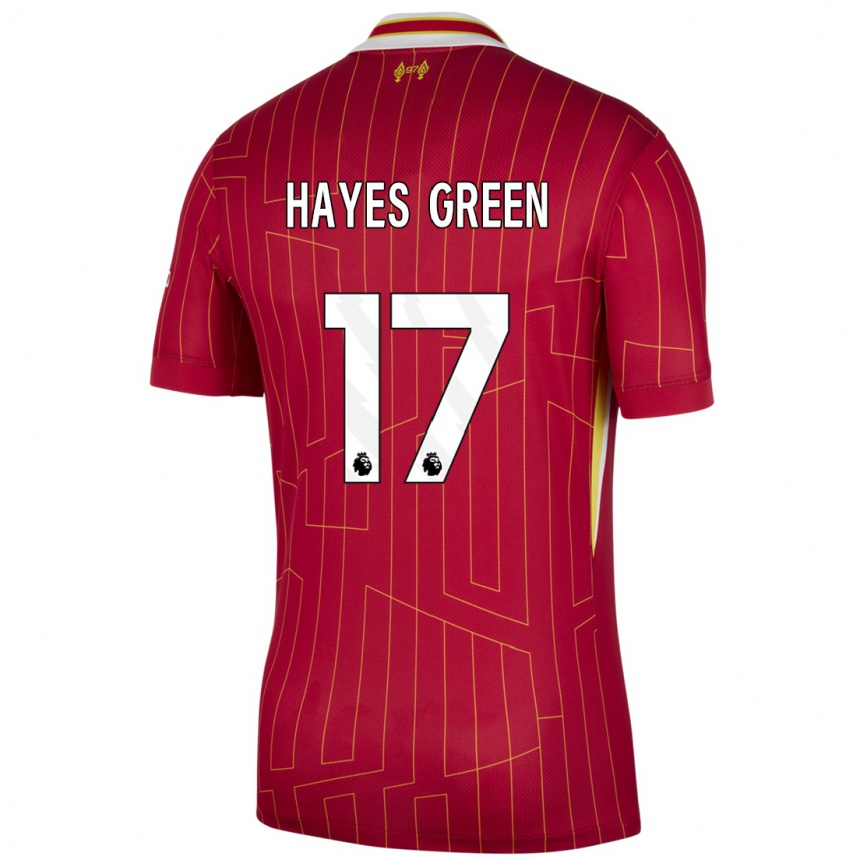 Hombre Fútbol Camiseta Charlie Hayes-Green #17 Rojo Amarillo Blanco 1ª Equipación 2024/25 México