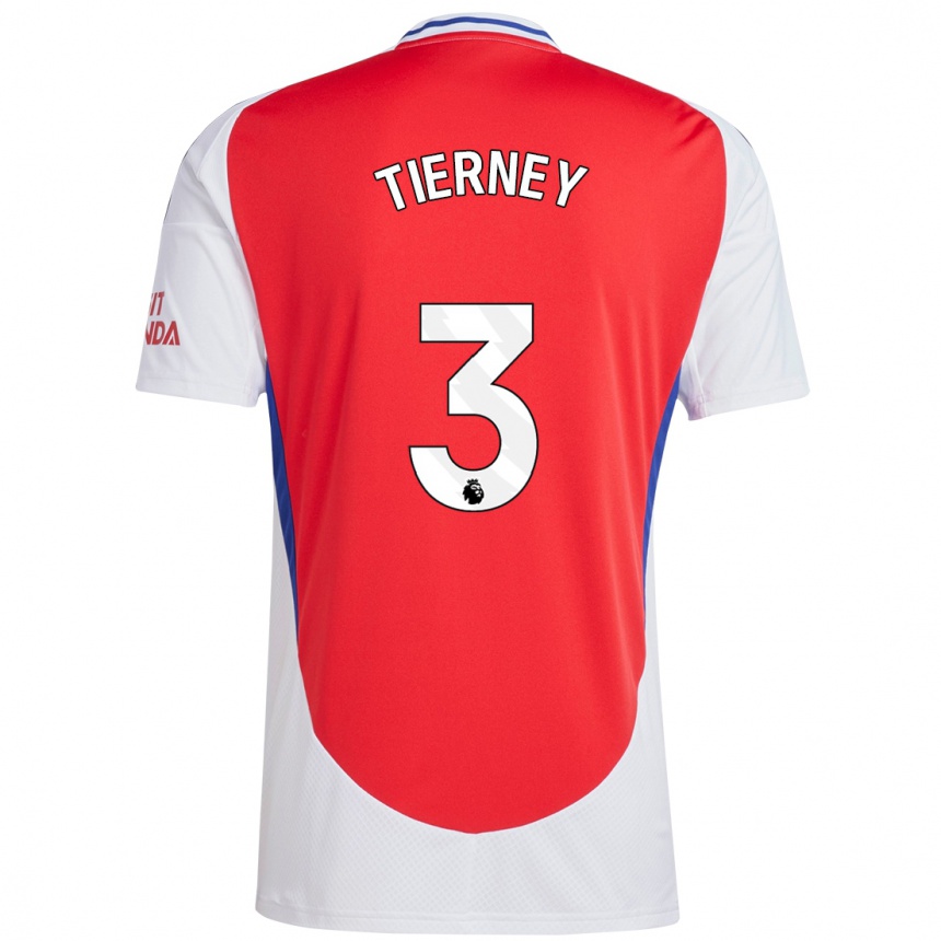 Hombre Fútbol Camiseta Kieran Tierney #3 Rojo Blanco 1ª Equipación 2024/25 México