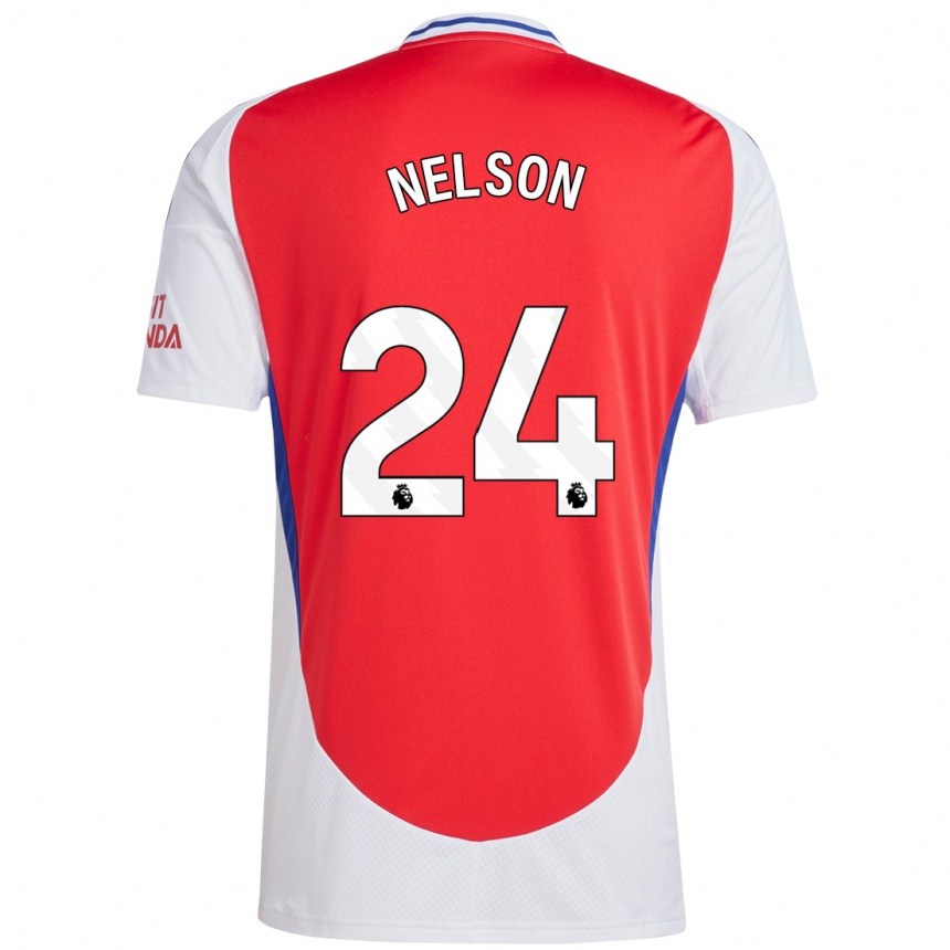 Hombre Fútbol Camiseta Reiss Nelson #24 Rojo Blanco 1ª Equipación 2024/25 México