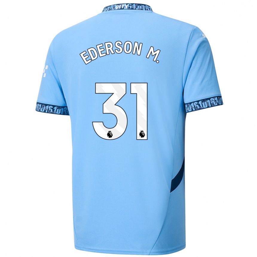 Hombre Fútbol Camiseta Ederson Moraes #31 Azul Marino 1ª Equipación 2024/25 México