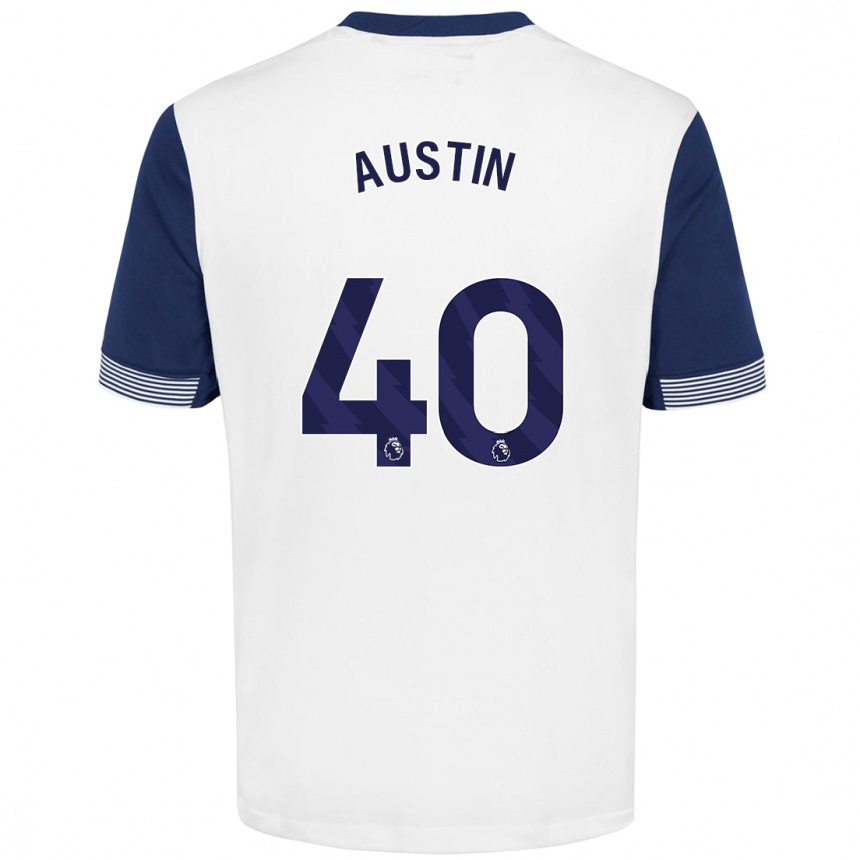 Hombre Fútbol Camiseta Brandon Austin #40 Blanco Azul 1ª Equipación 2024/25 México