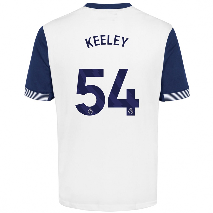 Hombre Fútbol Camiseta Josh Keeley #54 Blanco Azul 1ª Equipación 2024/25 México