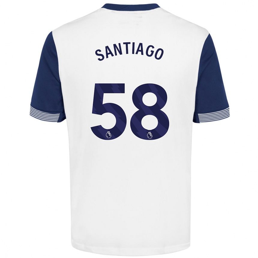 Hombre Fútbol Camiseta Yago Santiago #58 Blanco Azul 1ª Equipación 2024/25 México