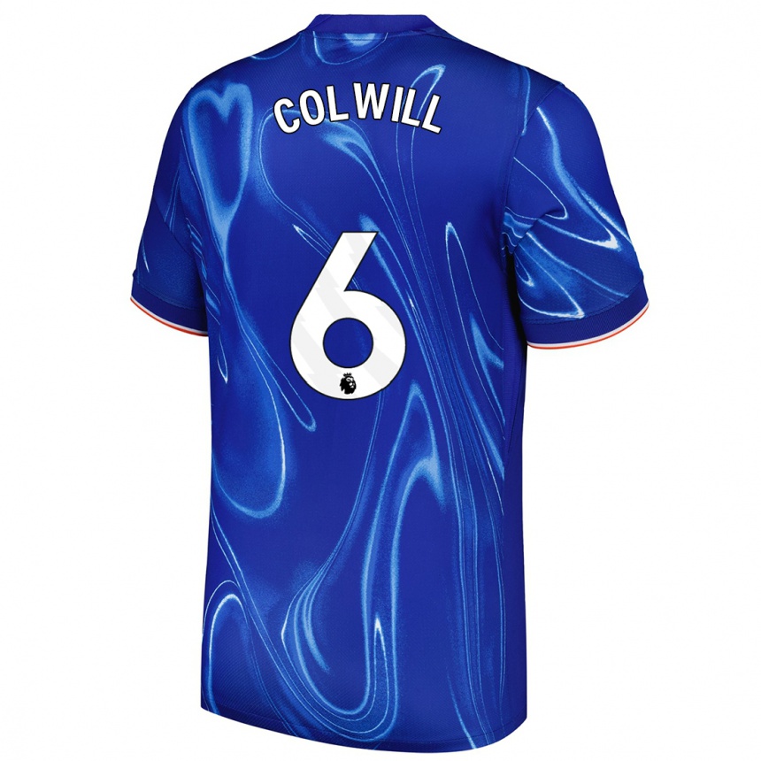 Hombre Fútbol Camiseta Levi Colwill #6 Azul Blanco 1ª Equipación 2024/25 México