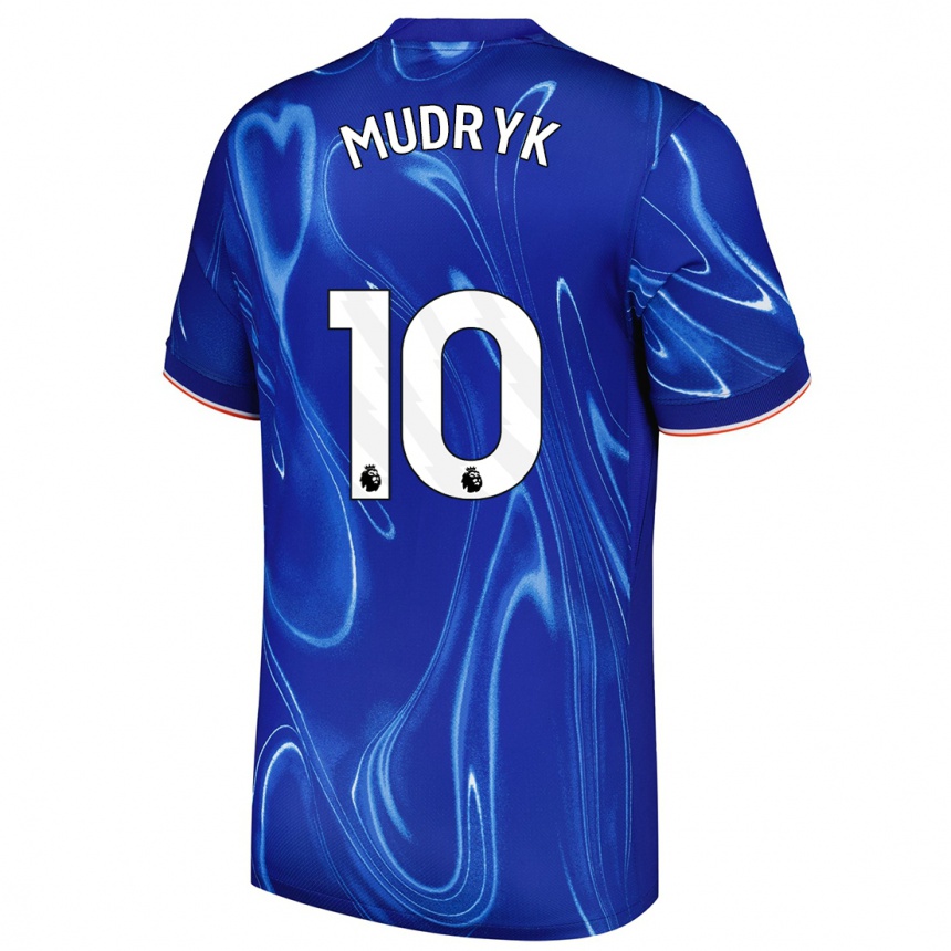 Hombre Fútbol Camiseta Mykhaylo Mudryk #10 Azul Blanco 1ª Equipación 2024/25 México