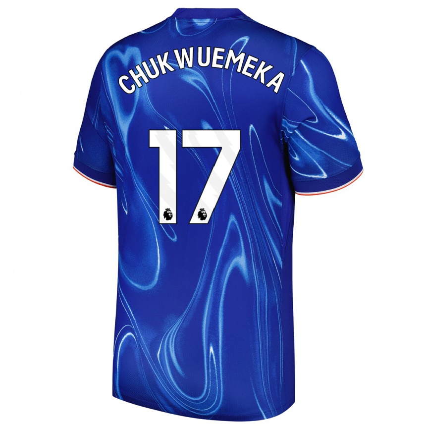 Hombre Fútbol Camiseta Carney Chukwuemeka #17 Azul Blanco 1ª Equipación 2024/25 México