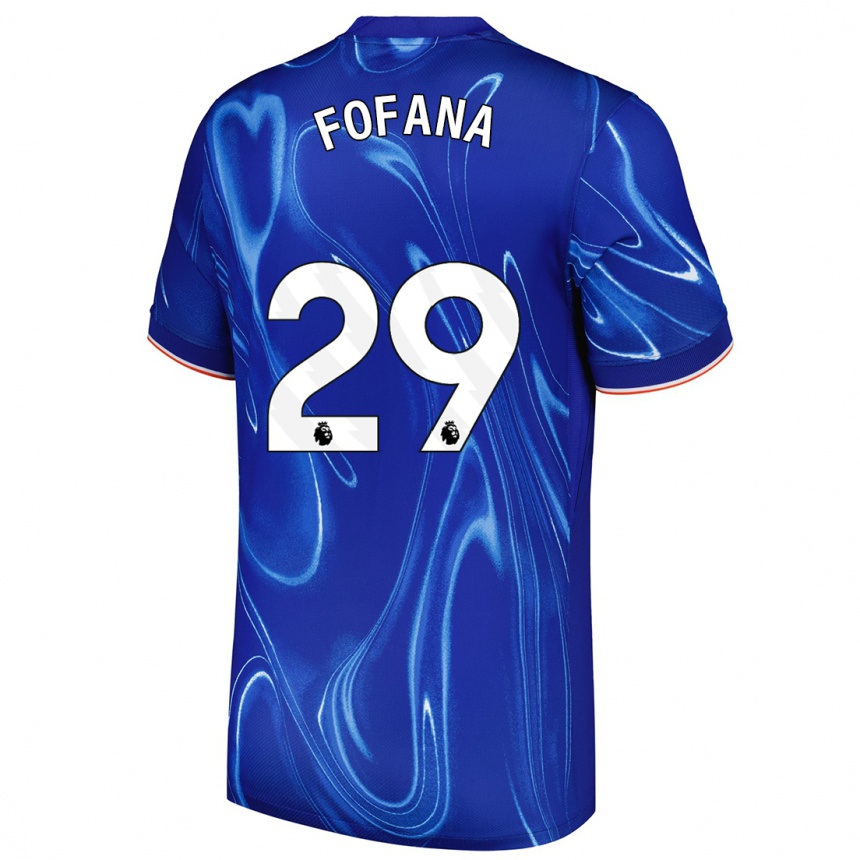 Hombre Fútbol Camiseta Wesley Fofana #29 Azul Blanco 1ª Equipación 2024/25 México