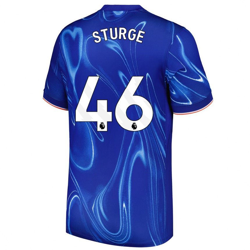 Hombre Fútbol Camiseta Zak Sturge #46 Azul Blanco 1ª Equipación 2024/25 México