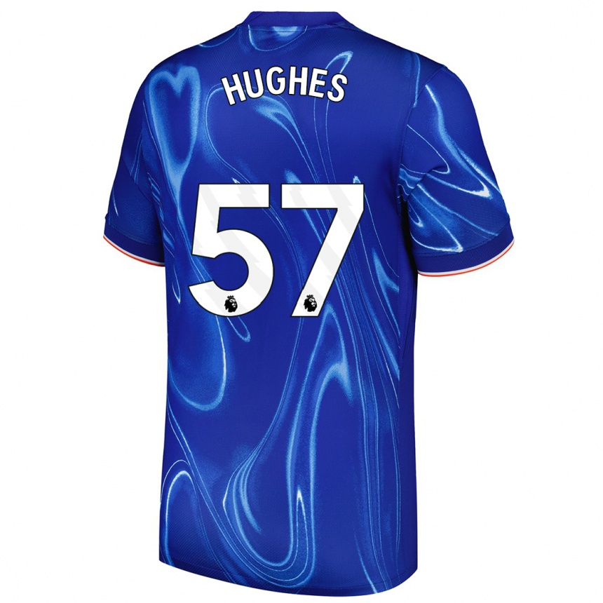 Hombre Fútbol Camiseta Brodi Hughes #57 Azul Blanco 1ª Equipación 2024/25 México