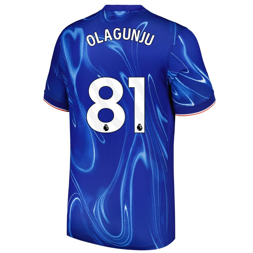 Hombre Fútbol Camiseta Saheed Olagunju #81 Azul Blanco 1ª Equipación 2024/25 México