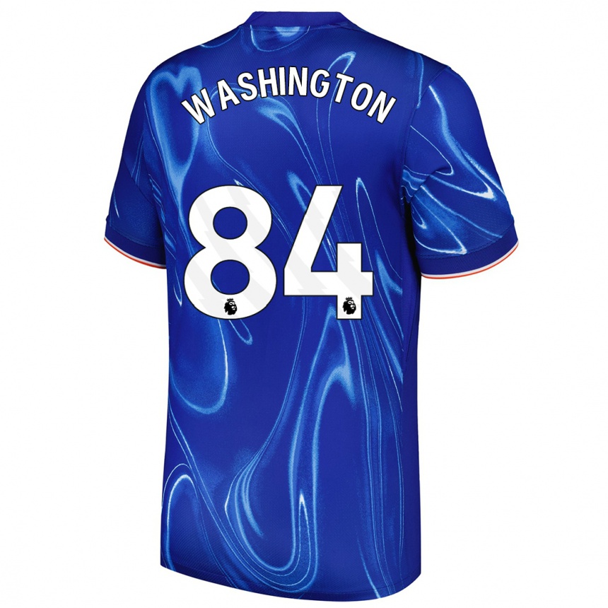 Hombre Fútbol Camiseta Marcell Washington #84 Azul Blanco 1ª Equipación 2024/25 México