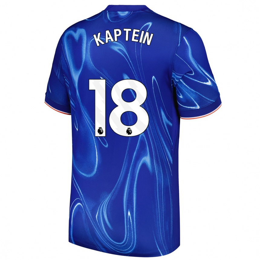 Hombre Fútbol Camiseta Wieke Kaptein #18 Azul Blanco 1ª Equipación 2024/25 México