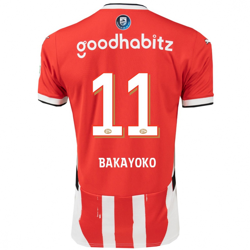 Hombre Fútbol Camiseta Johan Bakayoko #11 Rojo Blanco 1ª Equipación 2024/25 México