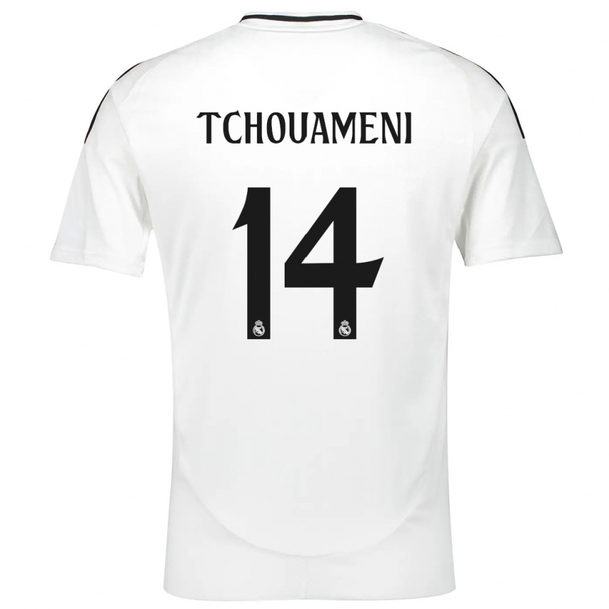 Hombre Fútbol Camiseta Aurelien Tchouameni #14 Blanco 1ª Equipación 2024/25 México