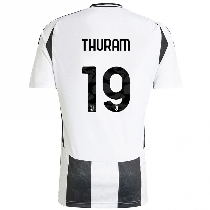 Hombre Fútbol Camiseta Khéphren Thuram #19 Blanco Negro 1ª Equipación 2024/25 México