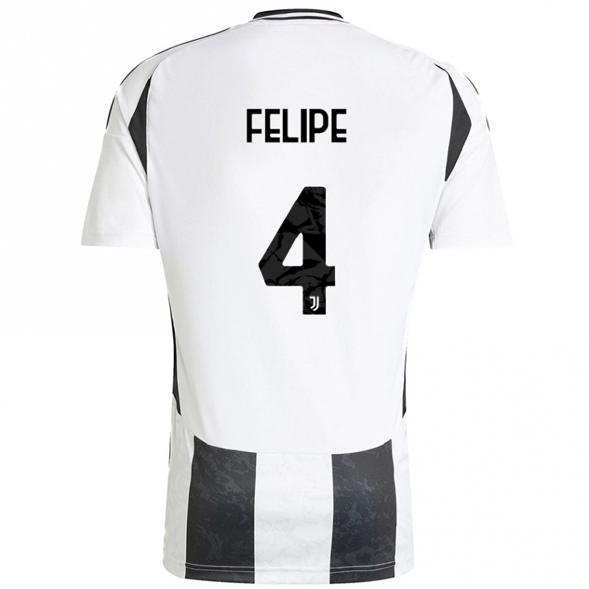 Hombre Fútbol Camiseta Pedro Felipe #4 Blanco Negro 1ª Equipación 2024/25 México