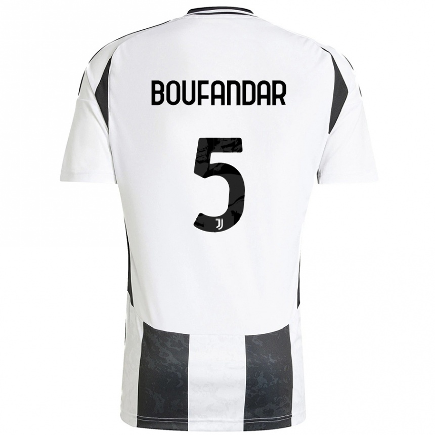 Hombre Fútbol Camiseta Adam Boufandar #5 Blanco Negro 1ª Equipación 2024/25 México