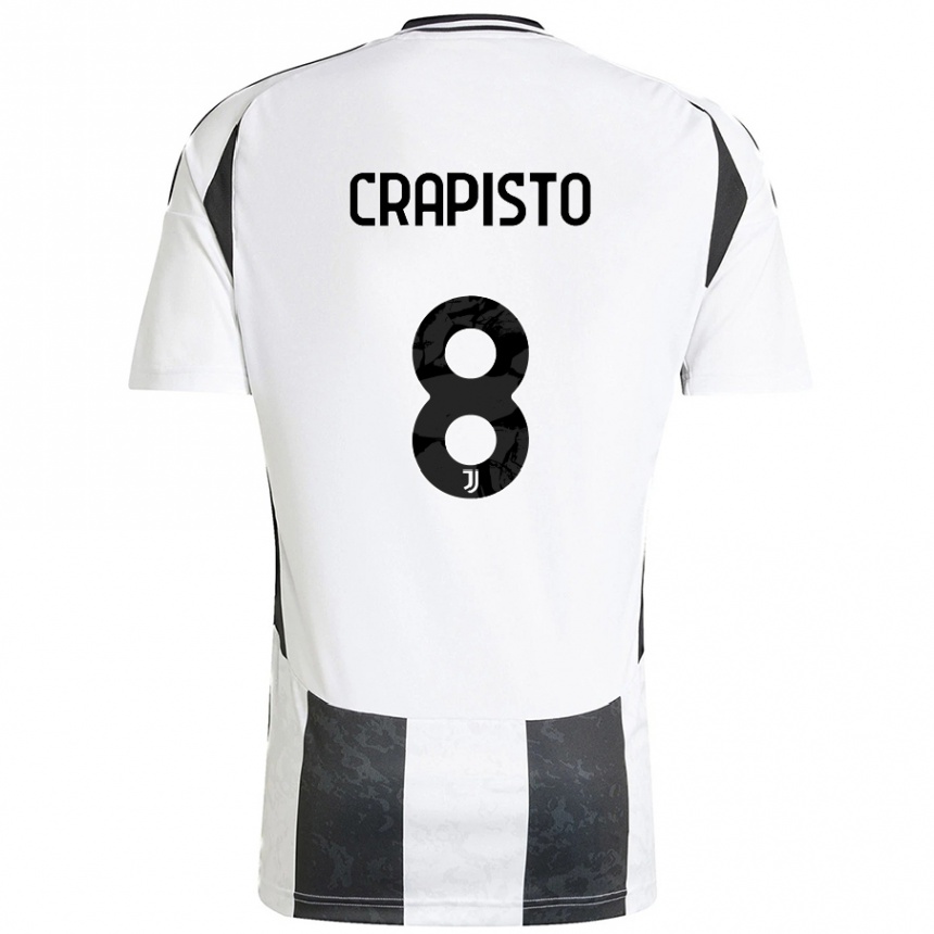 Hombre Fútbol Camiseta Francesco Crapisto #8 Blanco Negro 1ª Equipación 2024/25 México