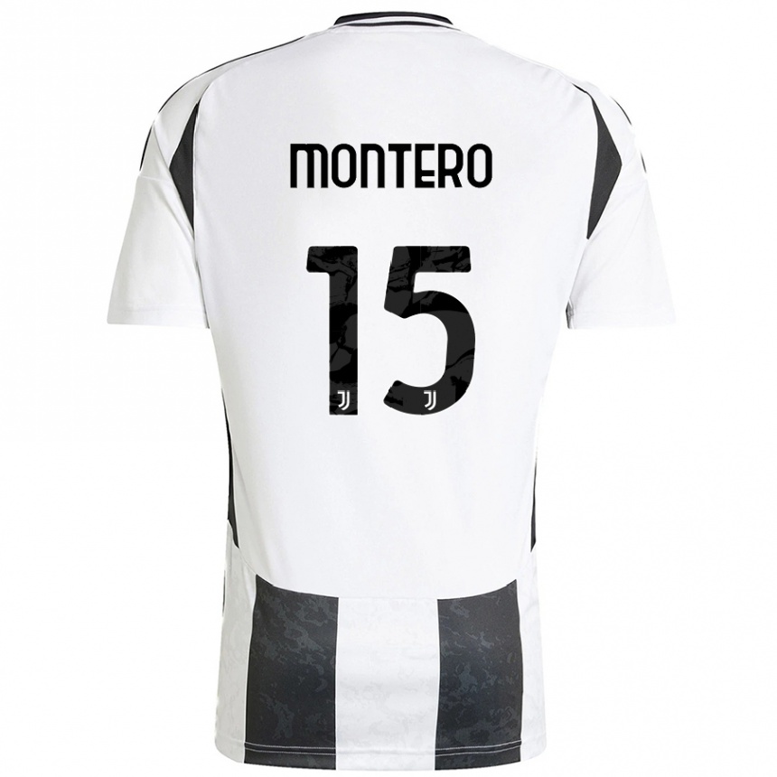 Hombre Fútbol Camiseta Alfonso Montero #15 Blanco Negro 1ª Equipación 2024/25 México