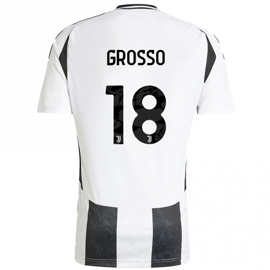 Hombre Fútbol Camiseta Filippo Grosso #18 Blanco Negro 1ª Equipación 2024/25 México