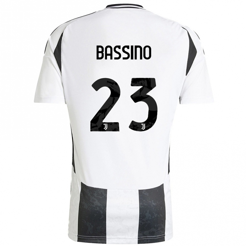 Hombre Fútbol Camiseta Alessandro Bassino #23 Blanco Negro 1ª Equipación 2024/25 México