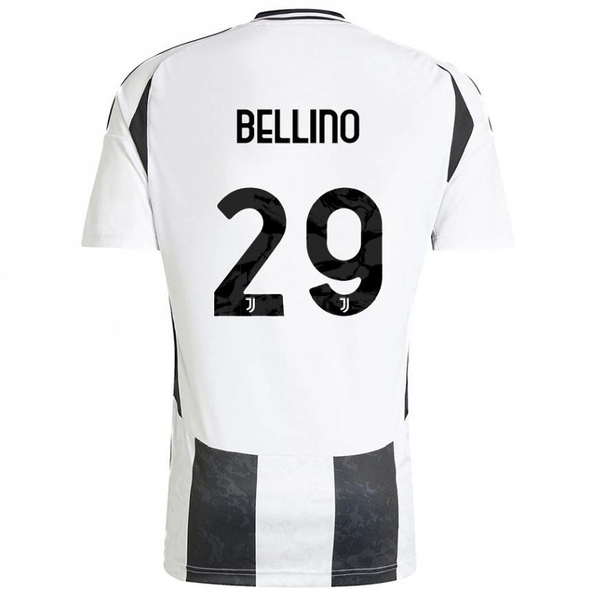 Hombre Fútbol Camiseta Filippo Bellino #29 Blanco Negro 1ª Equipación 2024/25 México