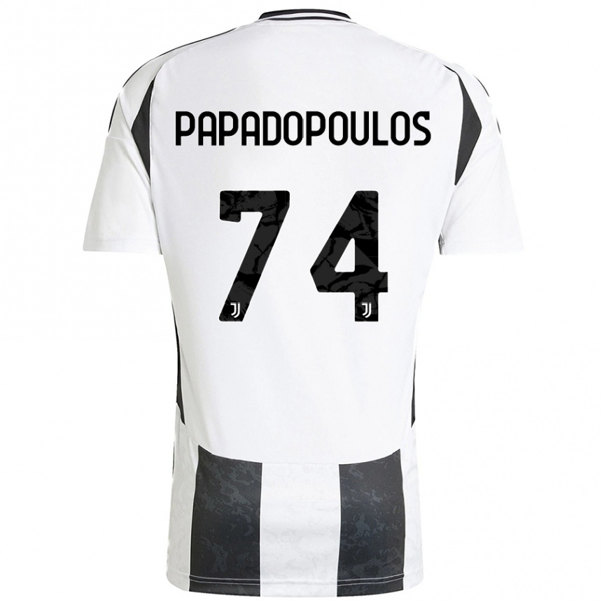 Hombre Fútbol Camiseta Christos Papadopoulos #74 Blanco Negro 1ª Equipación 2024/25 México