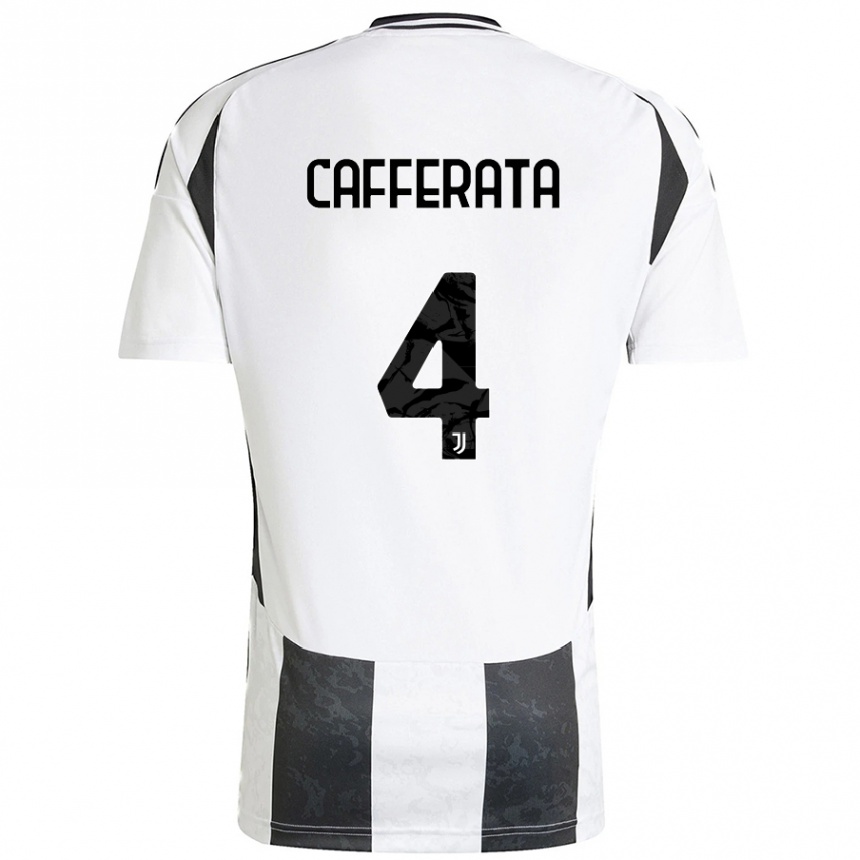 Hombre Fútbol Camiseta Federica Cafferata #4 Blanco Negro 1ª Equipación 2024/25 México