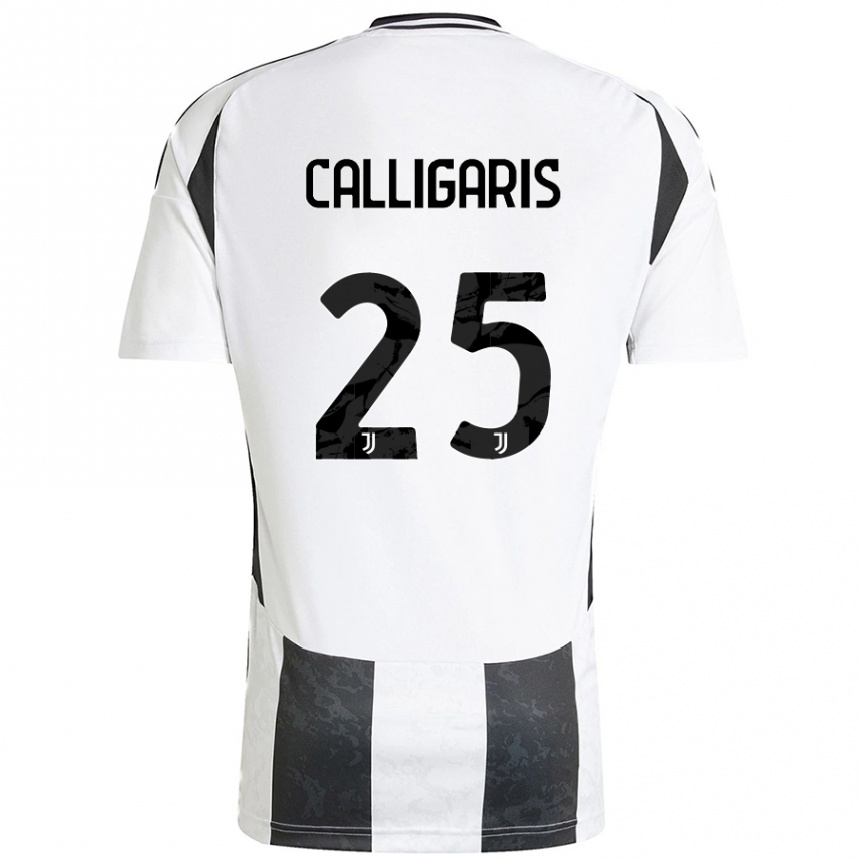 Hombre Fútbol Camiseta Viola Calligaris #25 Blanco Negro 1ª Equipación 2024/25 México