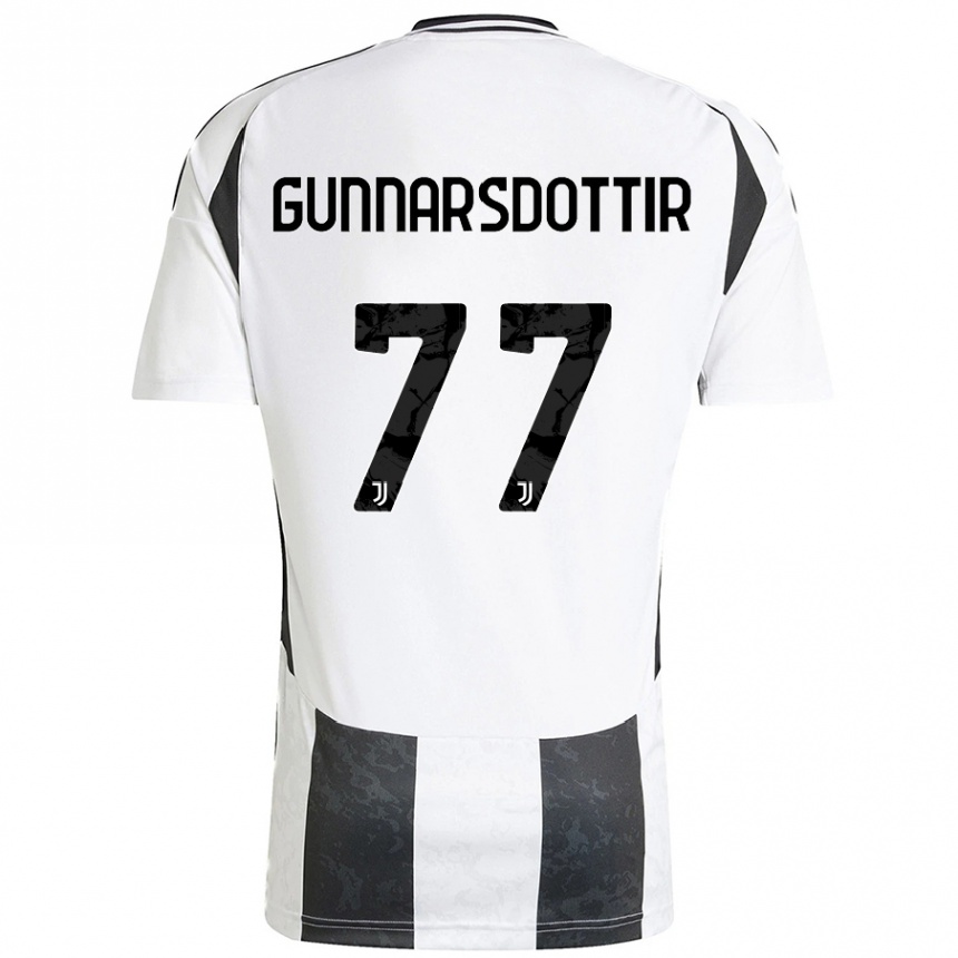 Hombre Fútbol Camiseta Sara Bjork Gunnarsdottir #77 Blanco Negro 1ª Equipación 2024/25 México