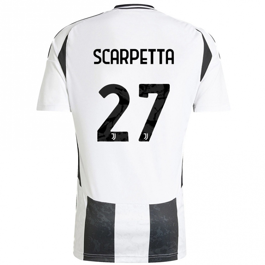 Hombre Fútbol Camiseta Jacopo Scarpetta #27 Blanco Negro 1ª Equipación 2024/25 México