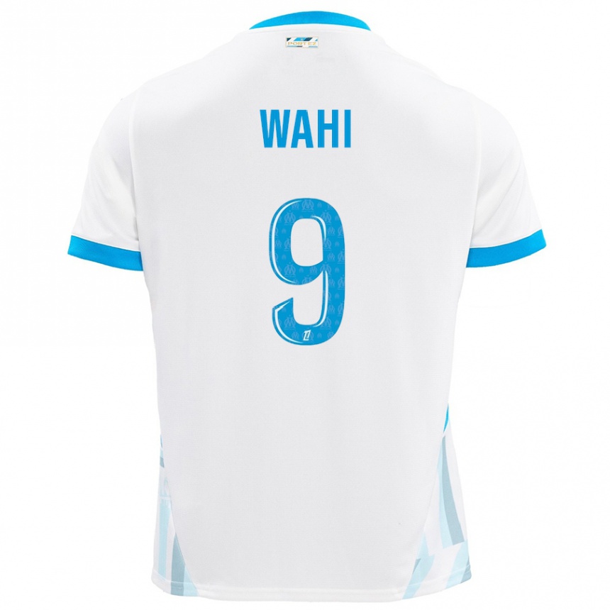 Hombre Fútbol Camiseta Elye Wahi #9 Blanco Azul Cielo 1ª Equipación 2024/25 México