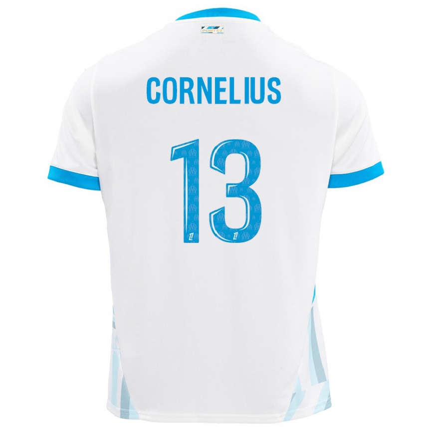 Hombre Fútbol Camiseta Derek Cornelius #13 Blanco Azul Cielo 1ª Equipación 2024/25 México