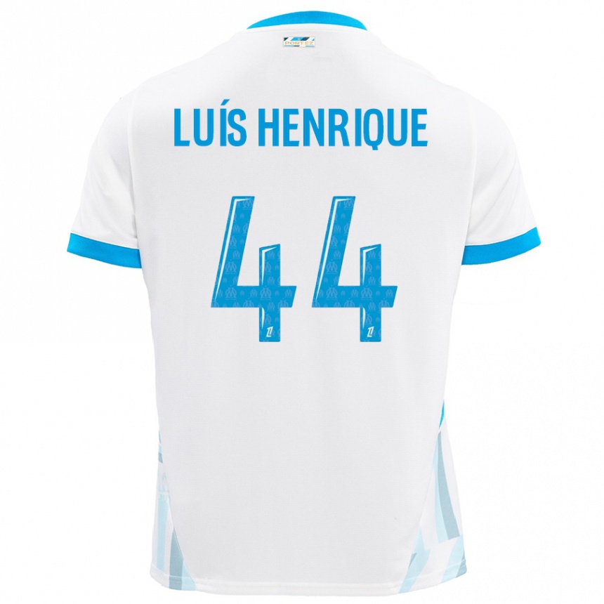 Hombre Fútbol Camiseta Luis Henrique #44 Blanco Azul Cielo 1ª Equipación 2024/25 México