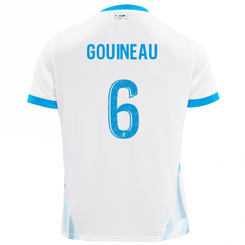 Hombre Fútbol Camiseta Coline Gouineau #6 Blanco Azul Cielo 1ª Equipación 2024/25 México