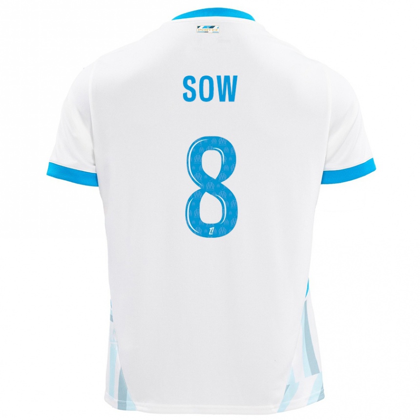 Hombre Fútbol Camiseta Mbayang Sow #8 Blanco Azul Cielo 1ª Equipación 2024/25 México