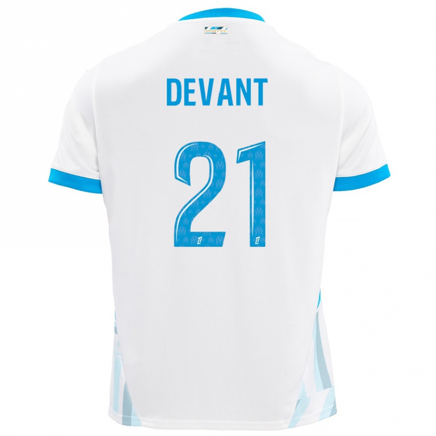 Hombre Fútbol Camiseta Caroline Devant #21 Blanco Azul Cielo 1ª Equipación 2024/25 México