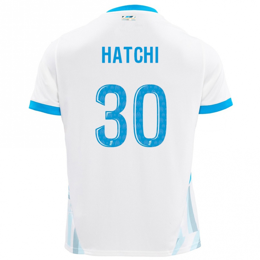 Hombre Fútbol Camiseta Anaïs Hatchi #30 Blanco Azul Cielo 1ª Equipación 2024/25 México