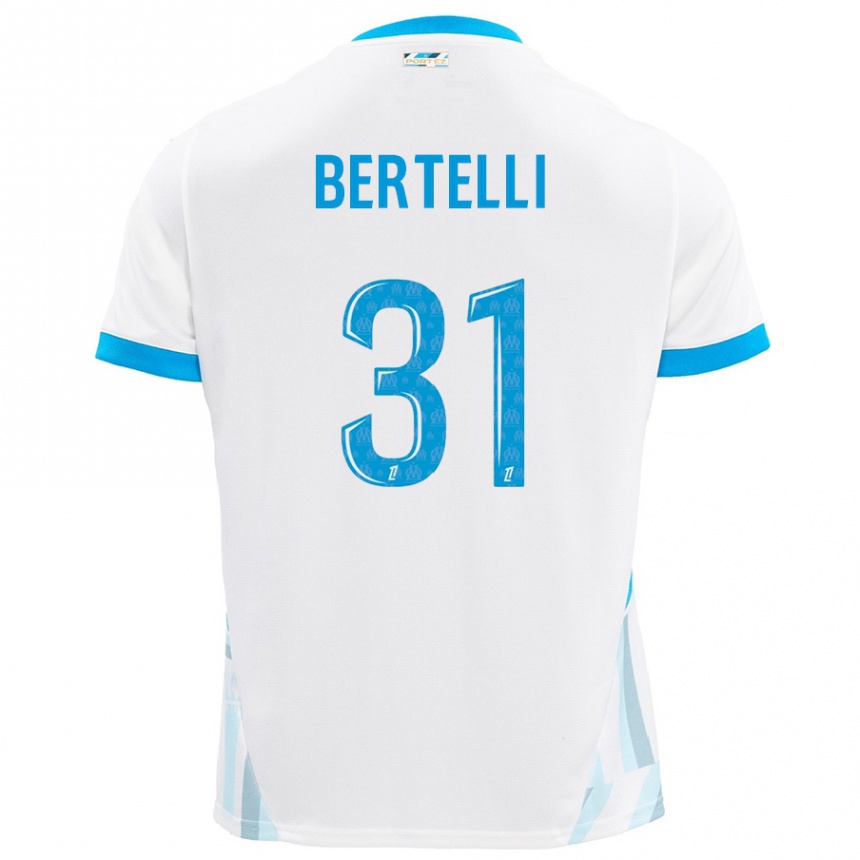 Hombre Fútbol Camiseta Ugo Bertelli #31 Blanco Azul Cielo 1ª Equipación 2024/25 México