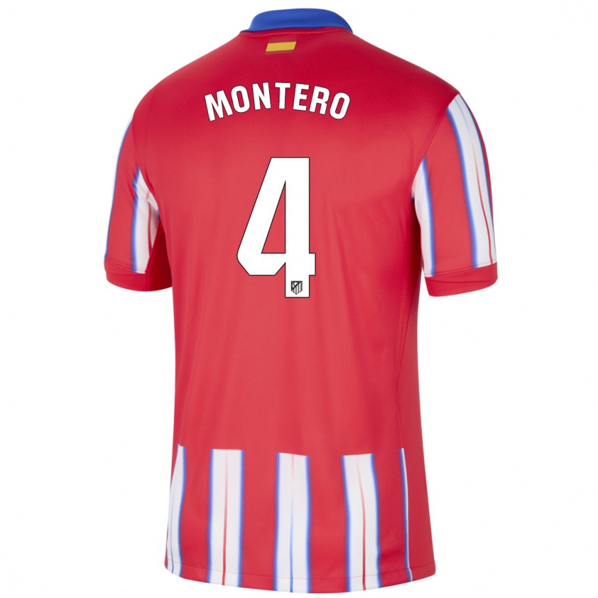 Hombre Fútbol Camiseta Francisco Montero #4 Rojo Blanco Azul 1ª Equipación 2024/25 México