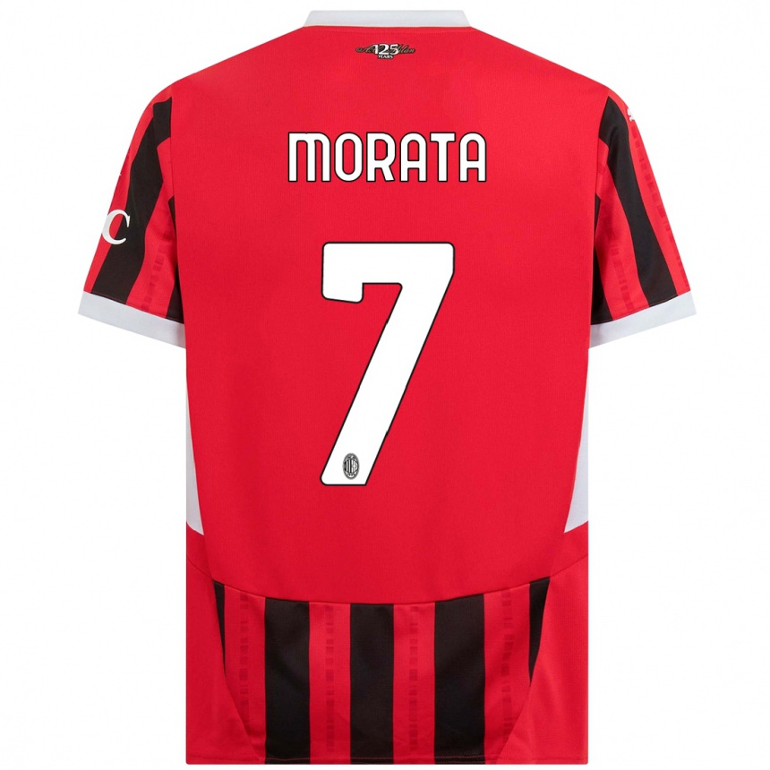 Hombre Fútbol Camiseta Alvaro Morata #7 Rojo Negro 1ª Equipación 2024/25 México