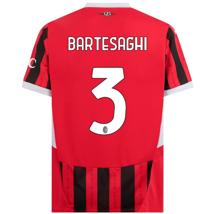 Hombre Fútbol Camiseta Davide Bartesaghi #3 Rojo Negro 1ª Equipación 2024/25 México