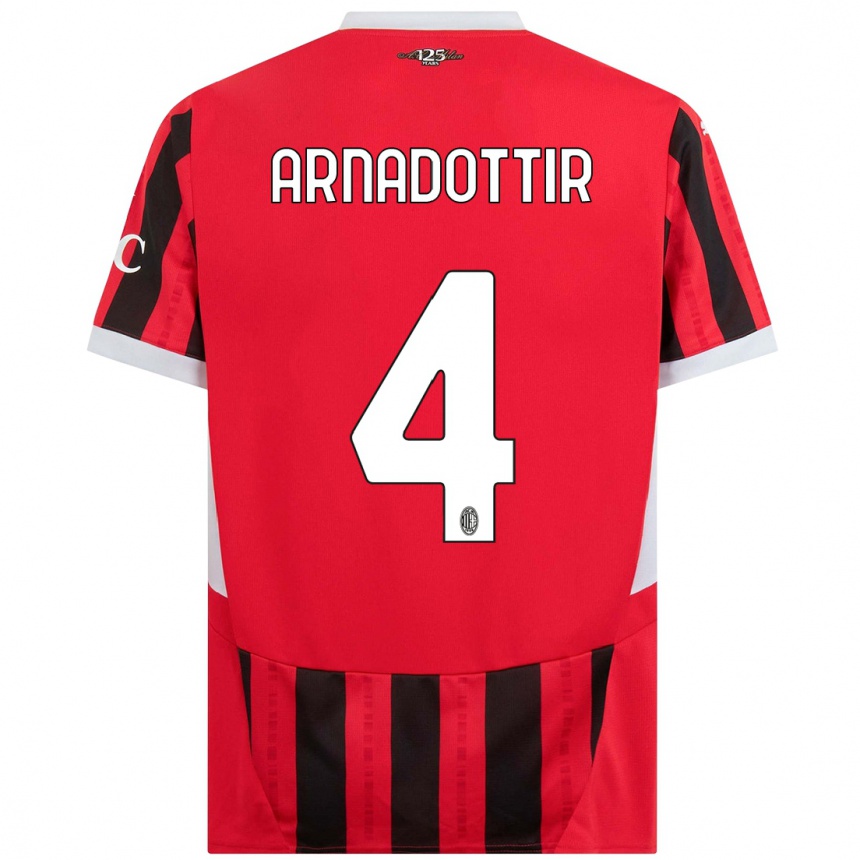 Hombre Fútbol Camiseta Guony Arnadottir #4 Rojo Negro 1ª Equipación 2024/25 México