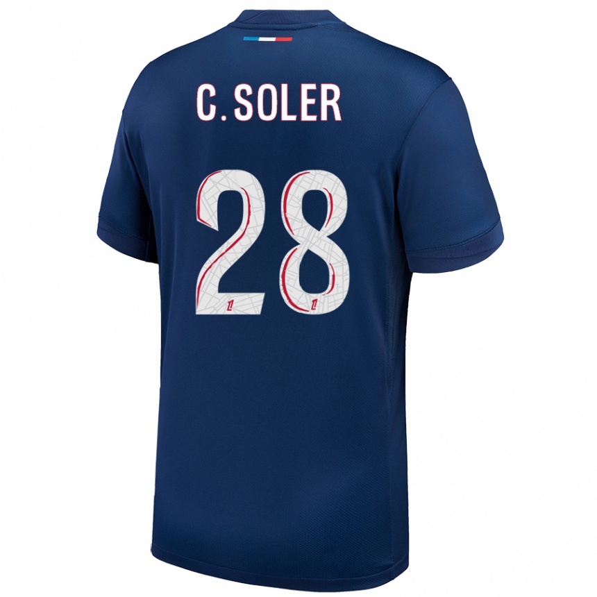 Hombre Fútbol Camiseta Carlos Soler #28 Azul Marino Blanco 1ª Equipación 2024/25 México