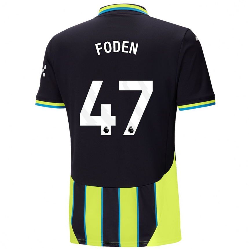 Hombre Fútbol Camiseta Phil Foden #47 Azul Amarillo 2ª Equipación 2024/25 México