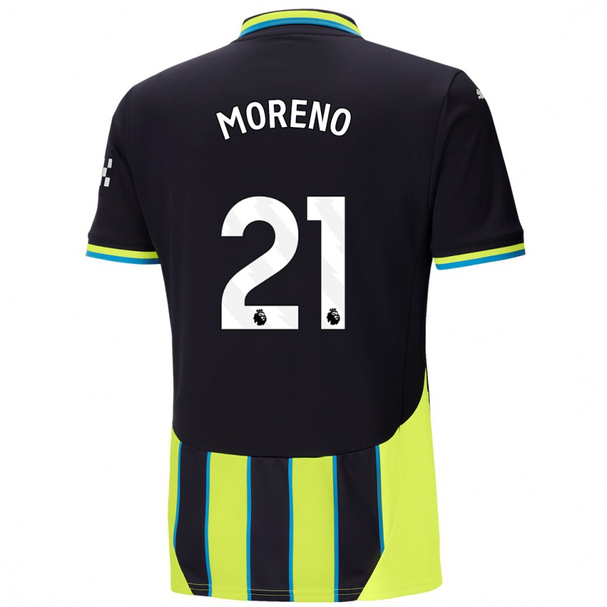 Hombre Fútbol Camiseta Marlos Moreno #21 Azul Amarillo 2ª Equipación 2024/25 México