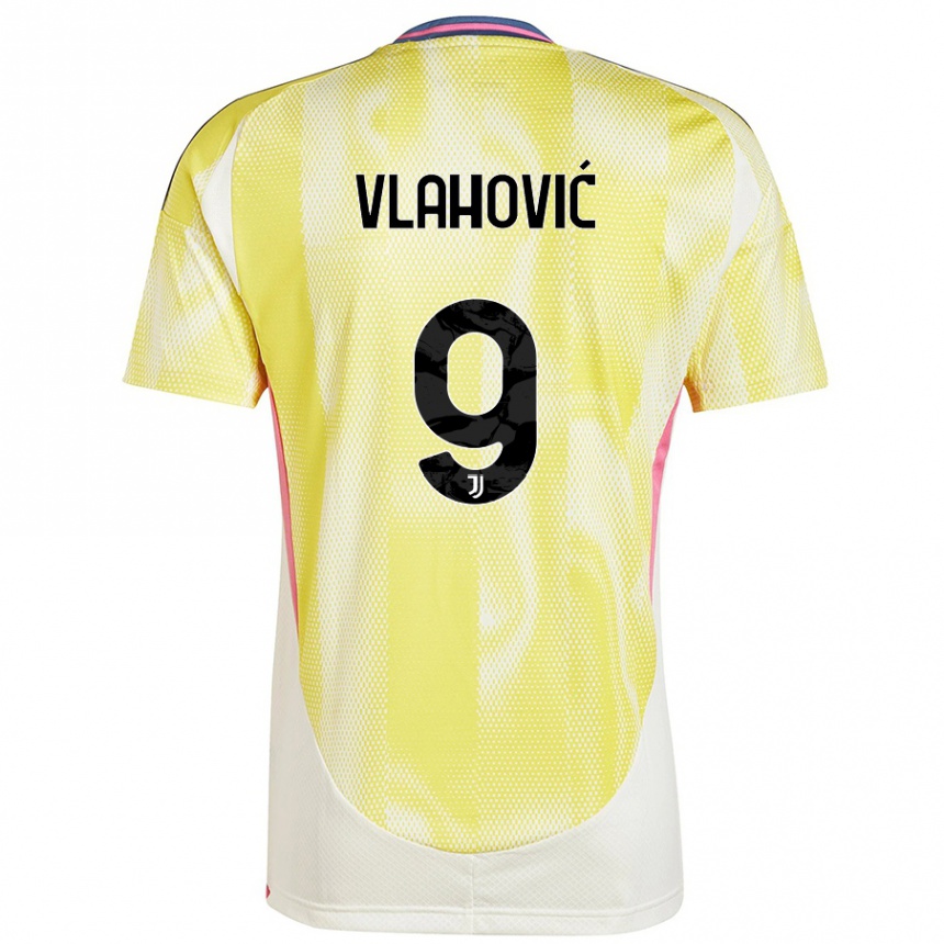 Hombre Fútbol Camiseta Dusan Vlahovic #9 Amarillo Solar 2ª Equipación 2024/25 México