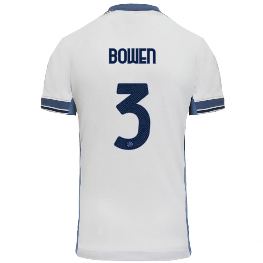 Hombre Fútbol Camiseta Katie Bowen #3 Blanco Gris 2ª Equipación 2024/25 México