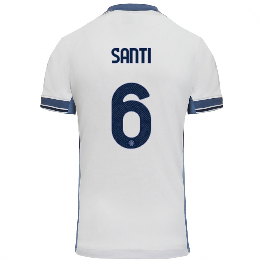 Hombre Fútbol Camiseta Irene Santi #6 Blanco Gris 2ª Equipación 2024/25 México